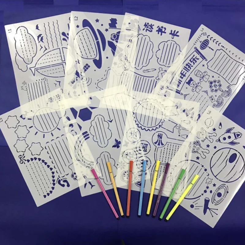 1pc Cartoon Hand copy Stencil DIY Layering Wall Scrapbook Coloring Embossing Album Decor Paper Card Painting Template Reusable