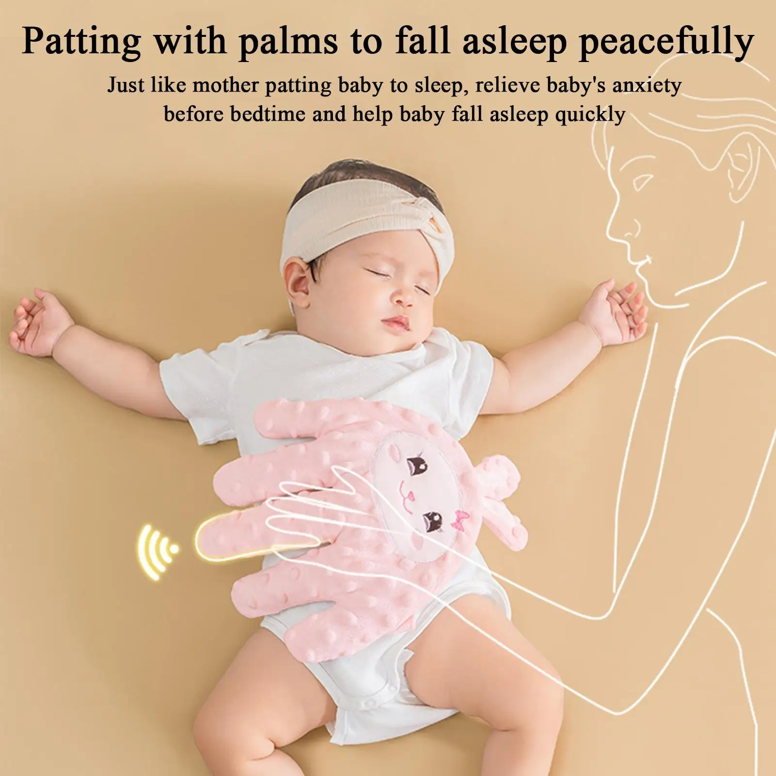 Novo bebê calmante palma dormir acariciando boneca elétrica mão travesseiro startle prevenção sleep aid companheiro brinquedos calmantes