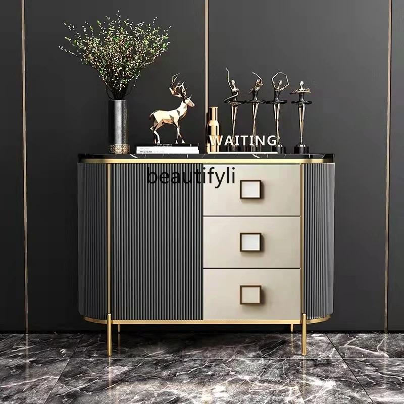 

Light Luxury Curio Cabinet Entrance Cabinet Entrance Foyer Shoe Cabinet American Sideboard Marble Modern Minimalist Storage