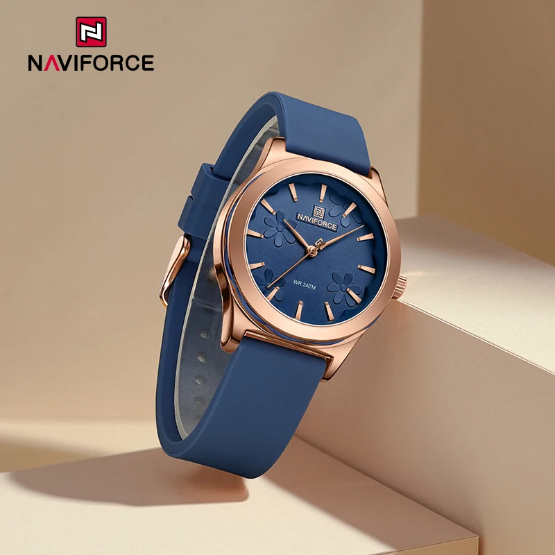 NAVIFORCE New Style Women High Quality Quartz Watches Fumed Silica Strap Fashion Elegant Waterproof Wristwatch Relogio Feminino