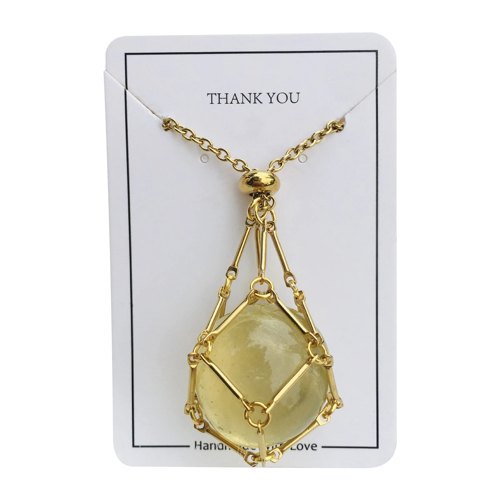 Crystal Pendant Necklace with Bamboo Net Durable Smooth Surface Necklace for Women Girls Shopping Matching