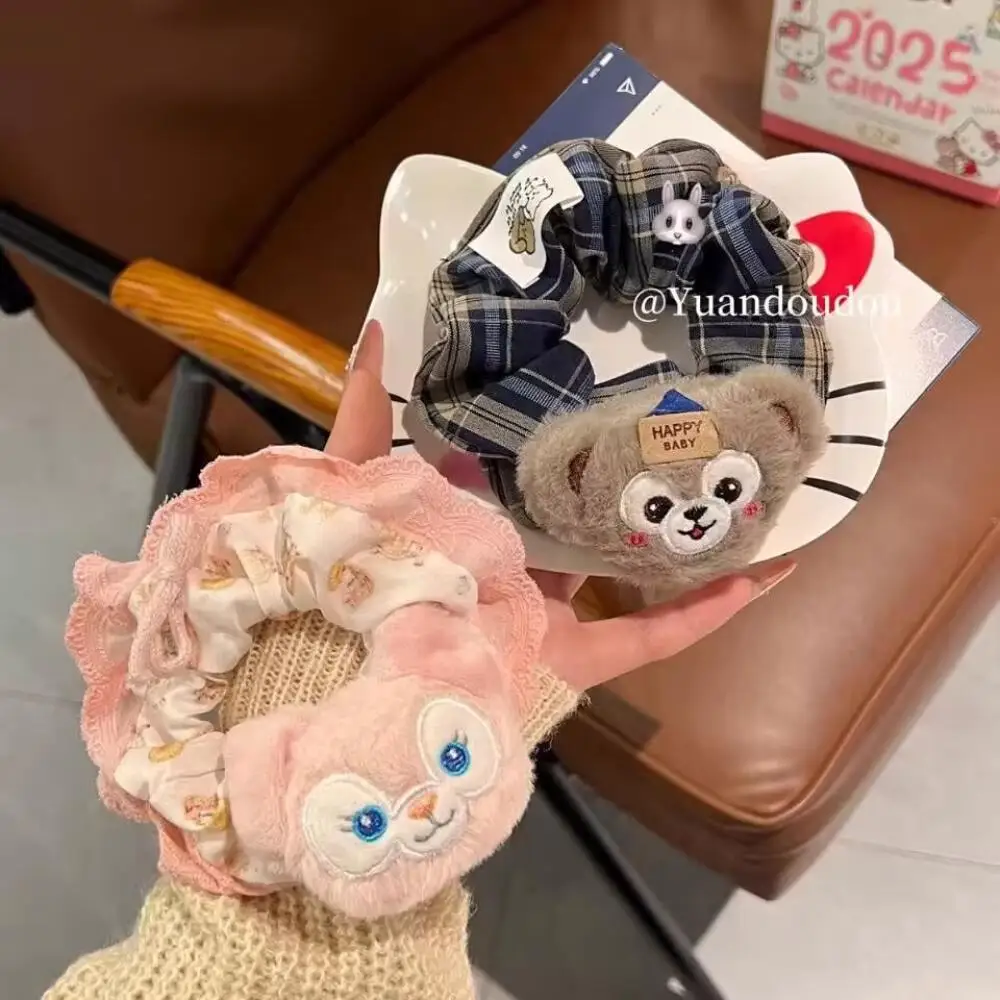 

Disney Shelliemay Duffy Cartoon Plaid Plush Doll Scrunchie Hair Tie Tie A Ponytail Headwear Wrist Decoration Girl Christmas Gift