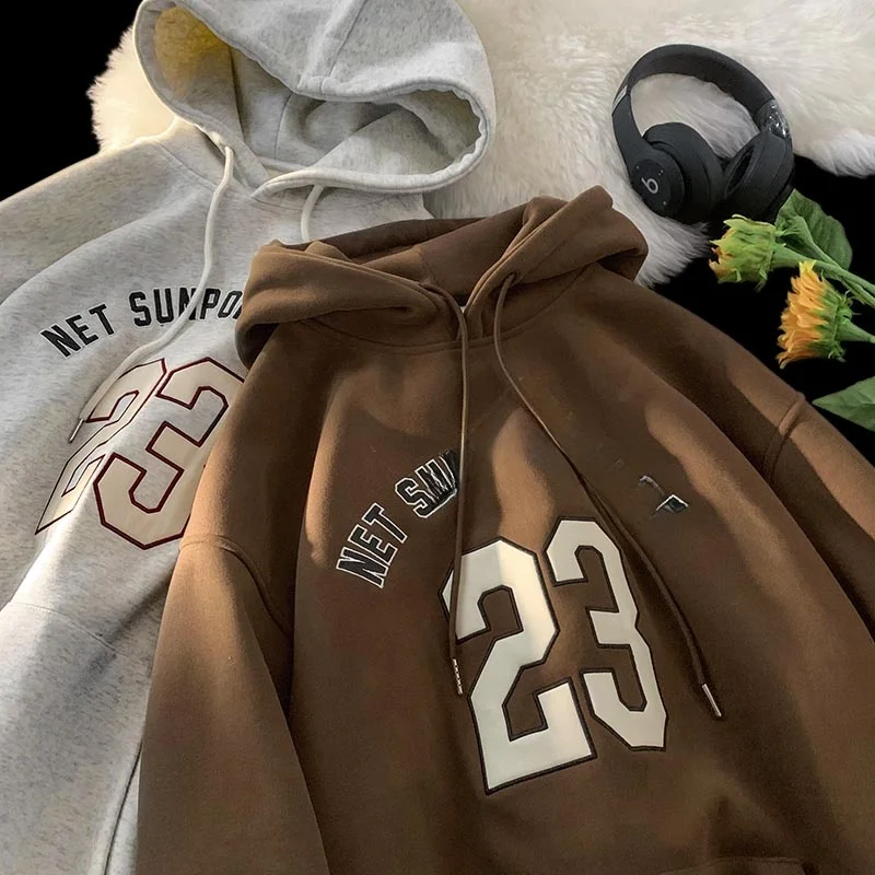 

Мужская толстовка оверсайз в американском стиле, свободного кроя, весна-осень, модная, с вышитыми надписями, повседневная, удобная куртка