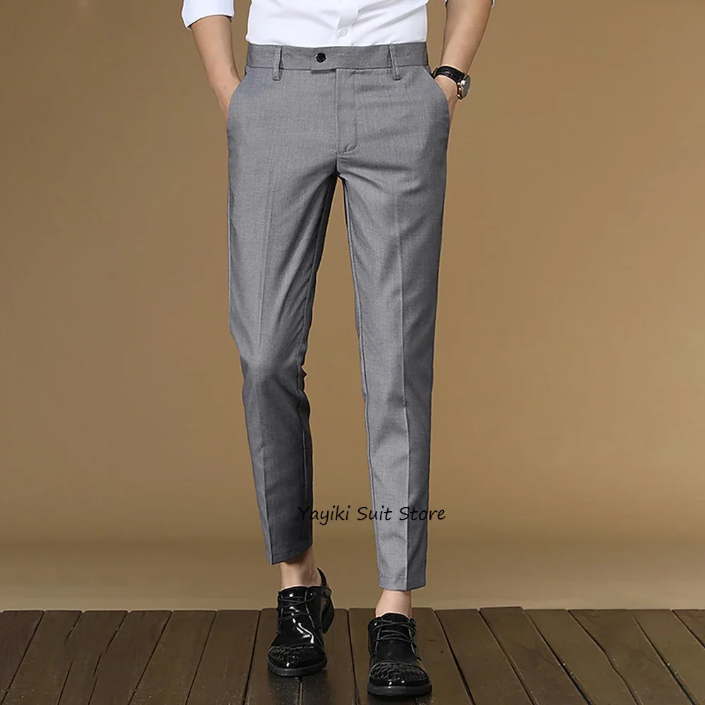 

Мужские брюки пошиття для мужчин, удобные однотонные прямые брюки из полиэстера, деловые повседневные брюки, классические рабочие брюки