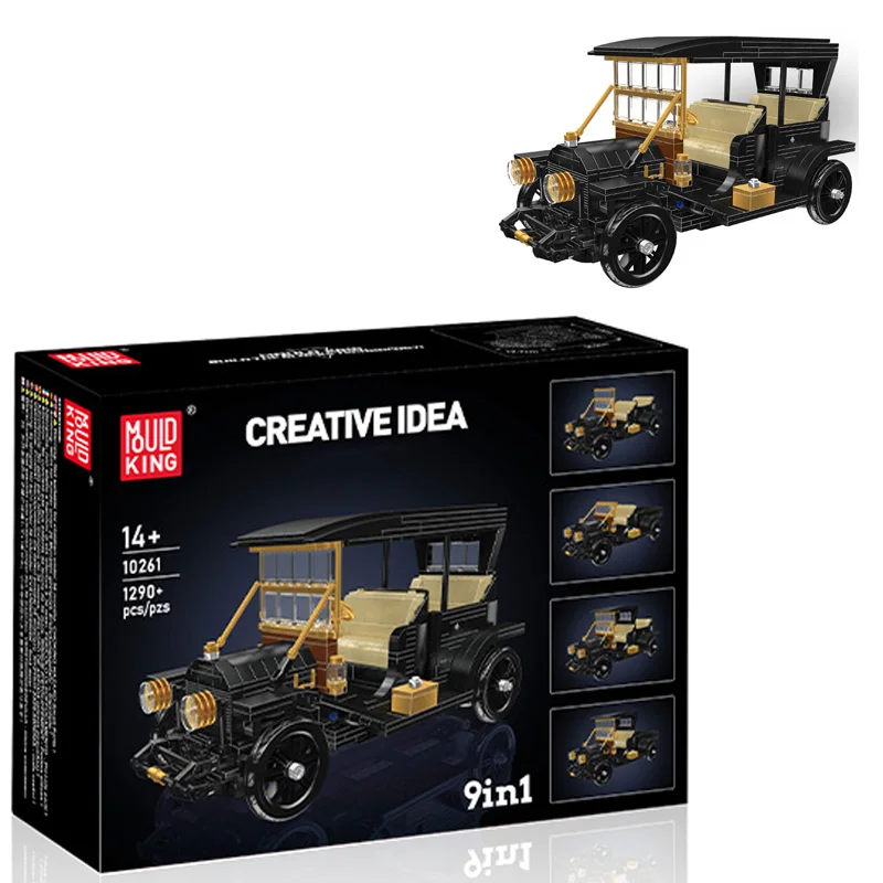 

NEW Mould King 1290PCS MOC Vintage Car Building Block Set Retro Vehicle Bricks Toys Desktop Ornaments Adults Gifts