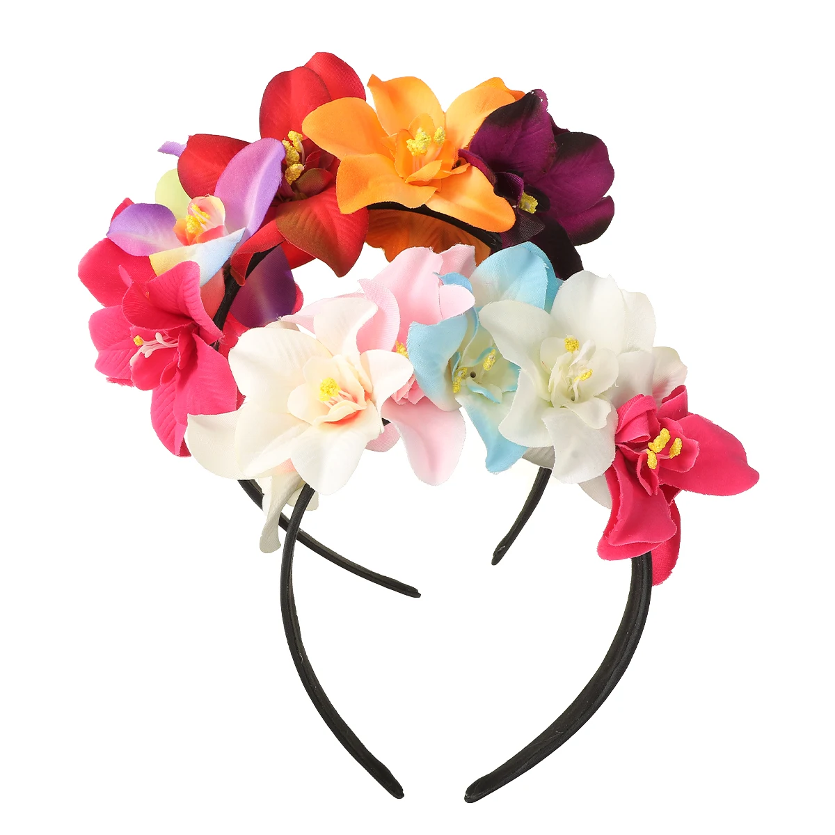 Artificial Fabric Flower Headband For Women Bridal Wedding Simulation Colorful Flower Crown Party Mexican Headdress