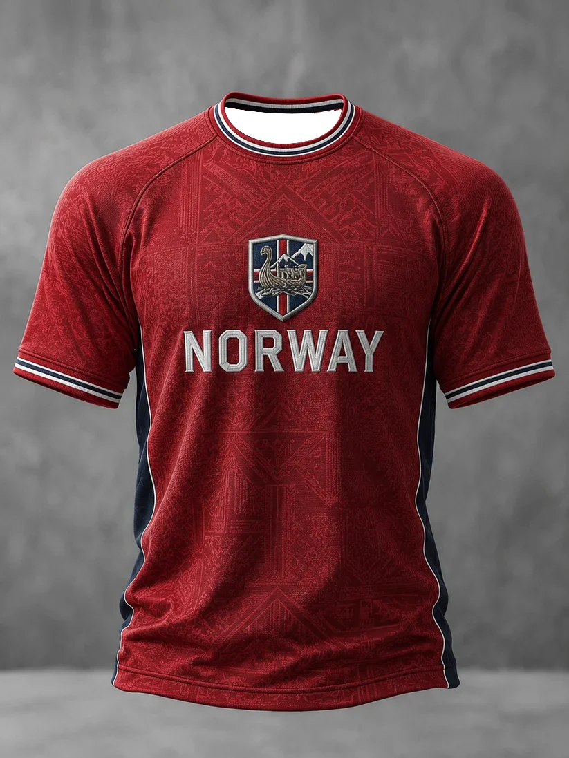 2027 Summer Men's Norwegian Football Training Shirt 3D Printed Breathable Quick-Drying Family Couple Style Shirt Kids