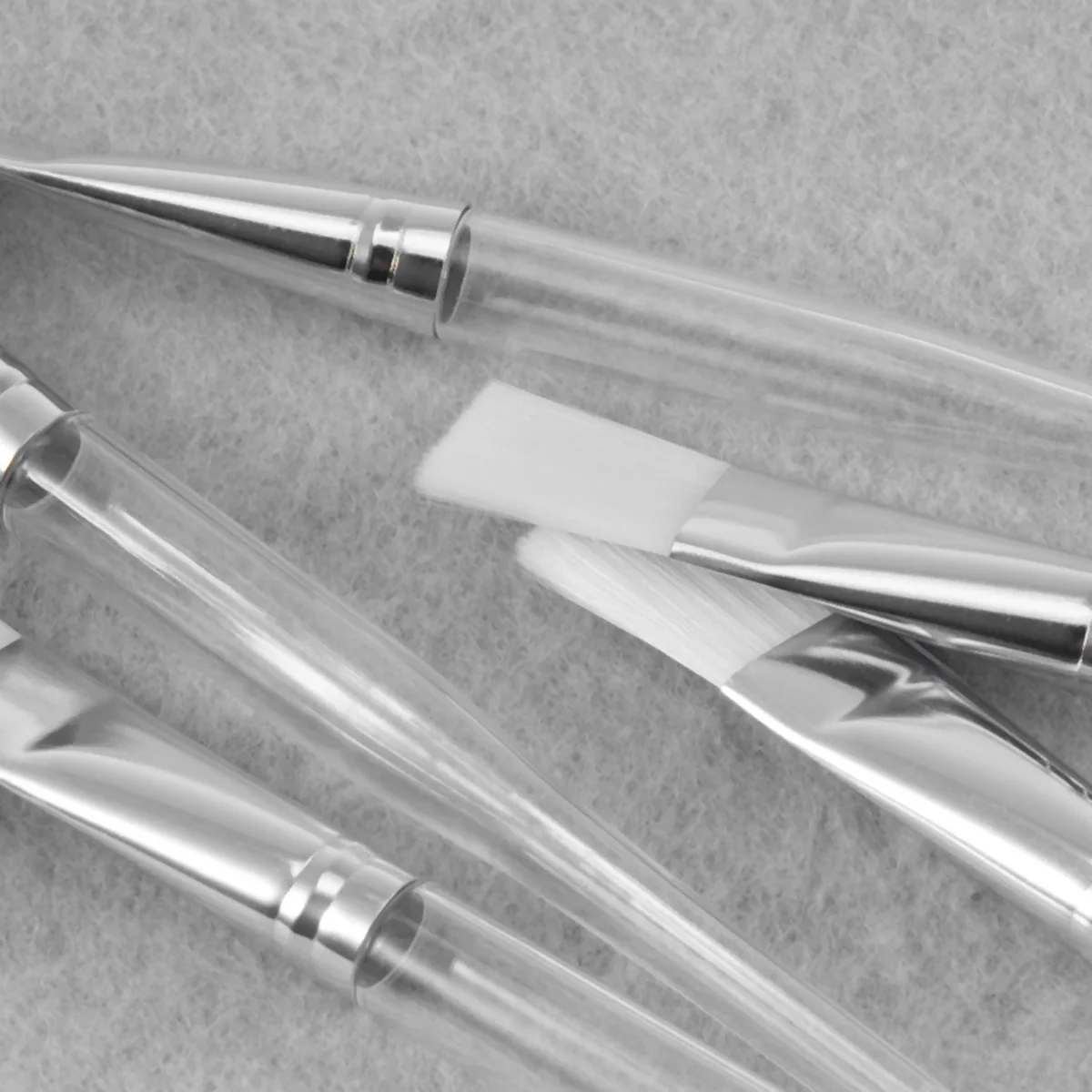 

10pcs Facial Mask Brush Transparent Crystal Handle Synthetic Bristles Smooth Long Stem For Face Mask Peel Serum Application Home