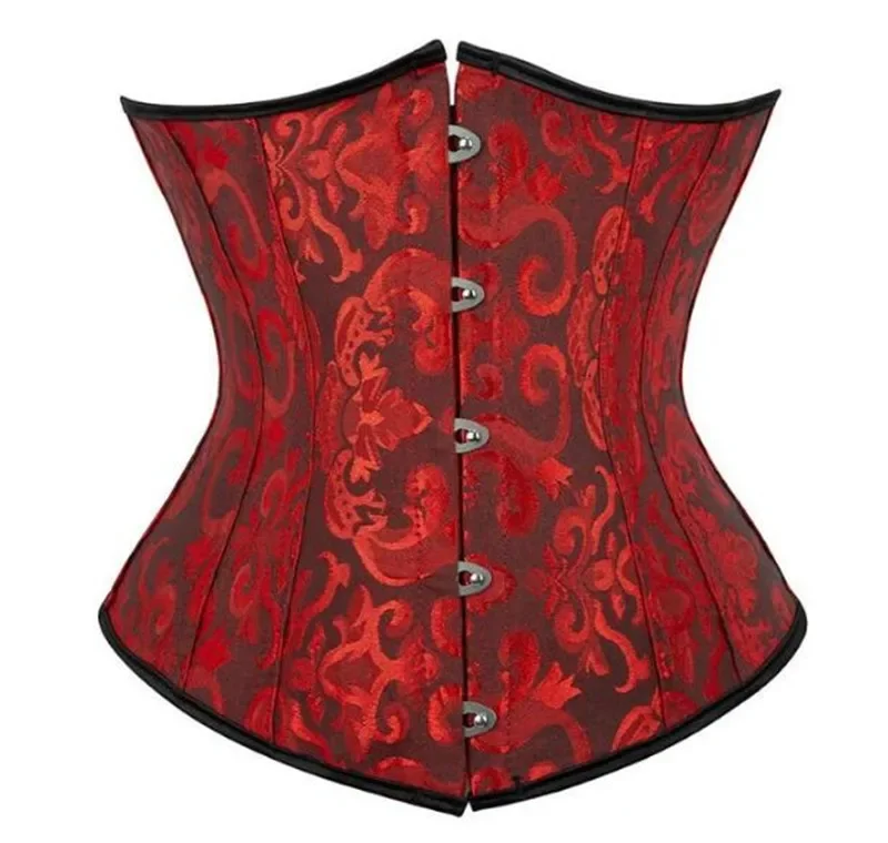 Sexy Corset Underbust Top Plus Size Satin Waist Cincher Bustier Gothic Women Lingerie Corselet Workout Korsett Blalck Red White