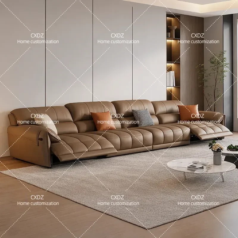 Government subsidy zero wall leather electric sofa Italian three-person Nordic cowhide space first-class functional cabin