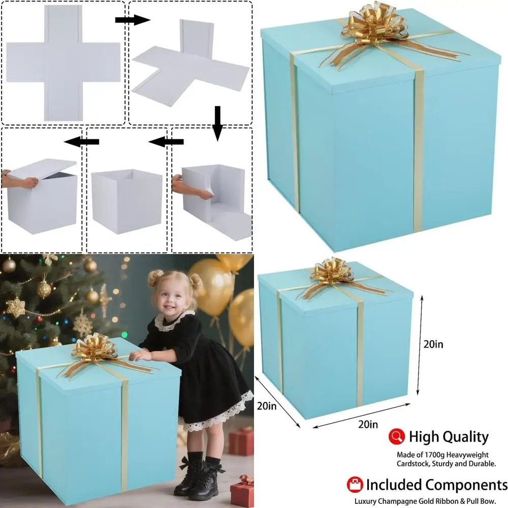 

Extra Large 20x20x20 Inches Gift Boxes with Lids for Gender Reveal, Birthdays, Holidays, and Special Events