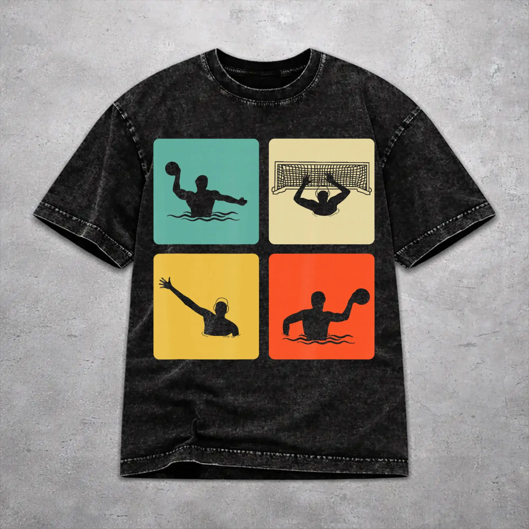 Water Polo Player  Washed T Shirt Novelty Streetwear Men Women  Loose T-Shirts Tee Cotton