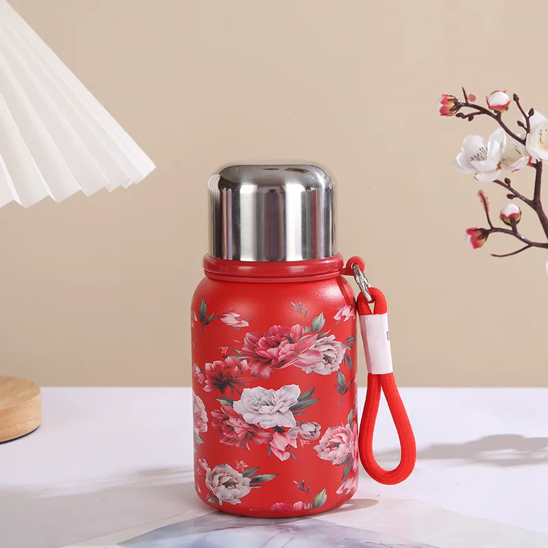 450ML New Creative Pattern Portable Portable Cup Outdoor High Value Small 316 Stainless Steel Thermos Cup Sports Water Cup