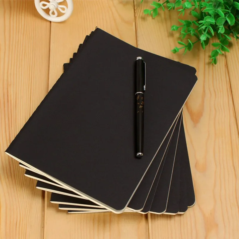 A6 Retro Blank Paper Notebook Diary Blank Sketchbook per Graffiti Painting Drawing Black Cover 88 pagine Office School Stationery