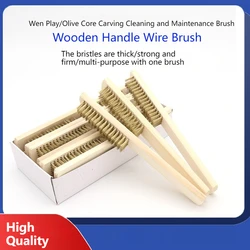 10Pcs Wood Handle Steel Wire Brush for Cultural Artifacts Carvings Diamond Cleaning Maintenance Metal Copper Brush