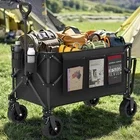 折りたたみ式屋外折りたたみワゴンユーティリティガーデンカート、鉄フレームとオックスフォード布付き