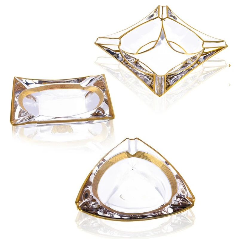 

Thickened crystal glass, triangular square rectangle, living room ornament ashtray