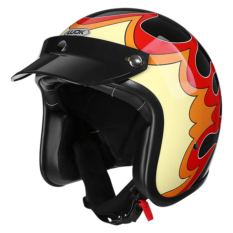 Jet Helmets for Motorcycle Open Face Helmet Quick Release Buckle DOT Scooter Cruiser Pilot Moped 3/4 Open Half Helmet Adults Men