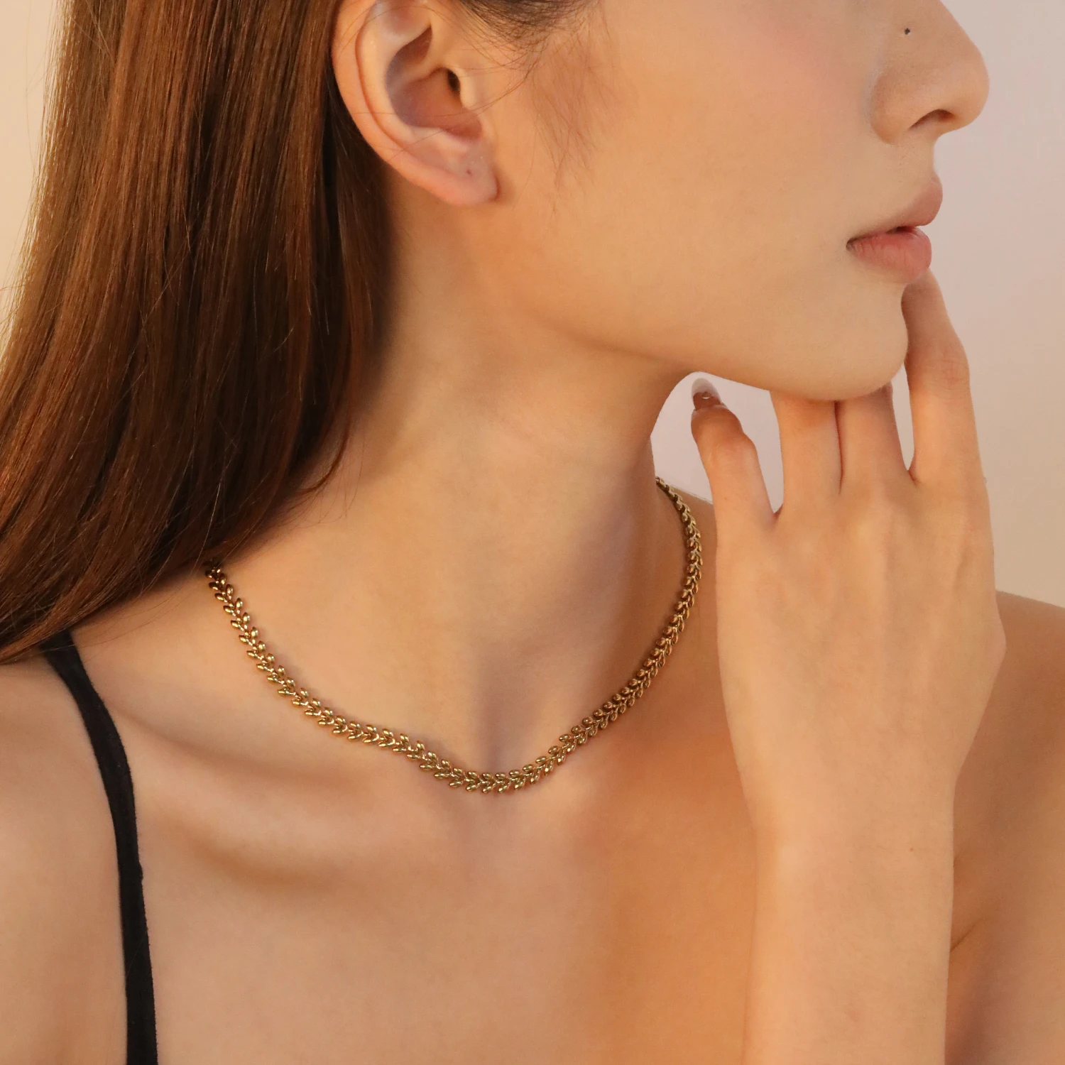 ASONSTEEL على شكل قلب ربط القمح سبايك سلسلة قلادة الفولاذ المقاوم للصدأ المختنق المعادن للنساء الرجال الاكسسوارات بالجملة مجوهرات #2