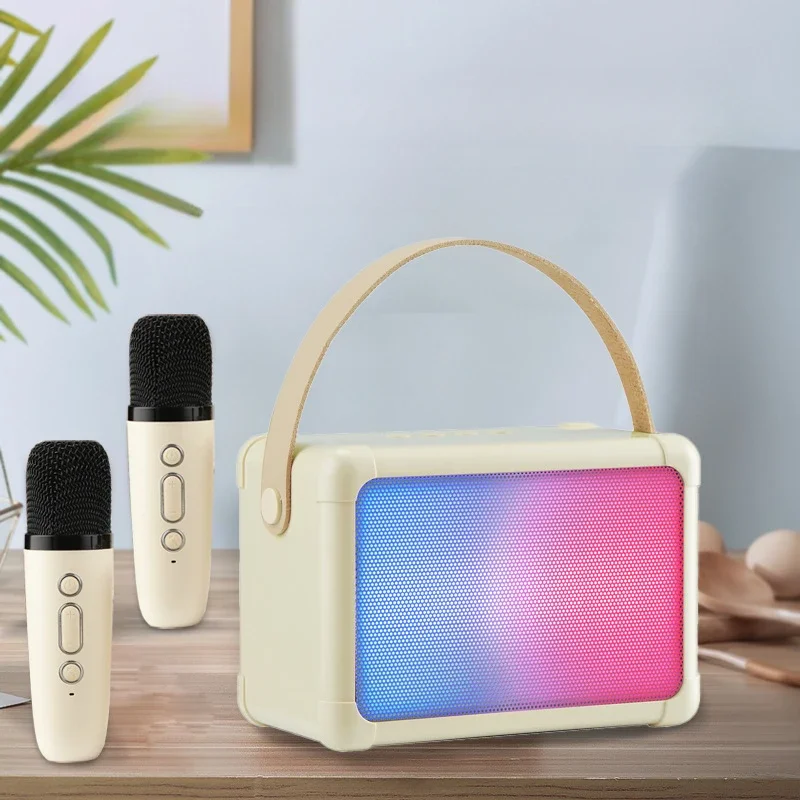 

Wireless Bluetooth Speaker Multifunction with Microphone RGB Portable Music Player Karaoke Machine for Child Home Gift
