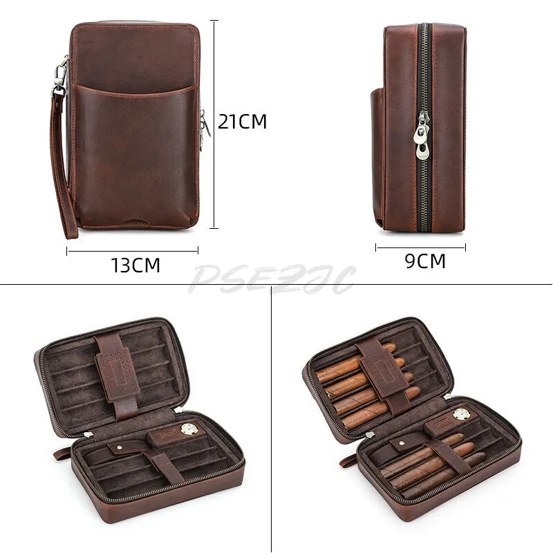 Home Portable Leather Cigar Box That Can Hold 7 Cigars Outdoor Travel Cigar Storage Box