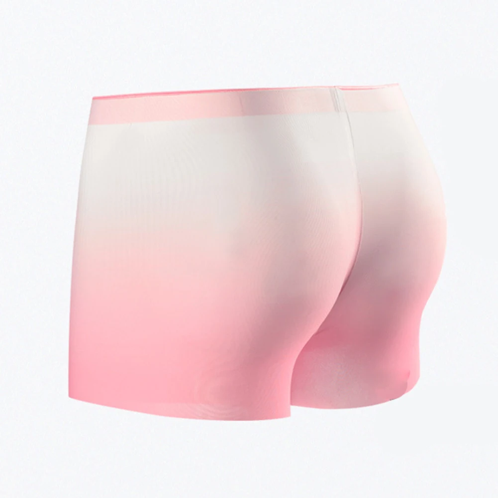 

Men Seamless Trunks Boxer Shorts Ice Silk Lingerie Soft Panties Gradient Color 3D Bulge Pouch Briefs Underwear Men's Underpants