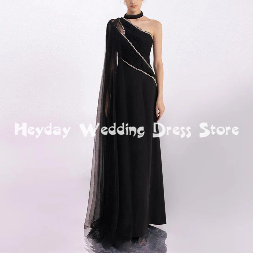 

Heyday Women's One-shoulder Beaded Pleats Straight Evening Dresses With Sleeveless Floor-Length Formal Elegant Dresses 2025