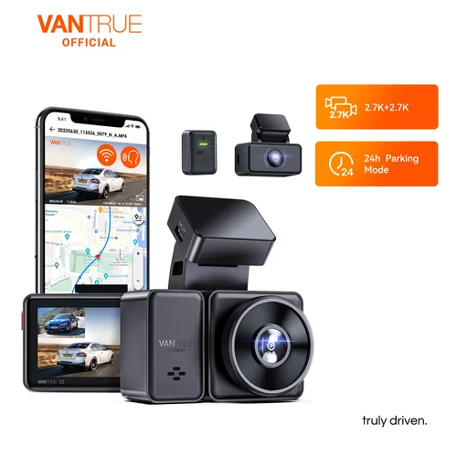 Imagen 1 del producto Vantrue E2 Dashcam Delantera y Trasera 2.7K + 2.7K Cámara Dual Dash Control de Voz WiFi GPS Visión Nocturna 2.0 Modo de Estacionamiento 24H