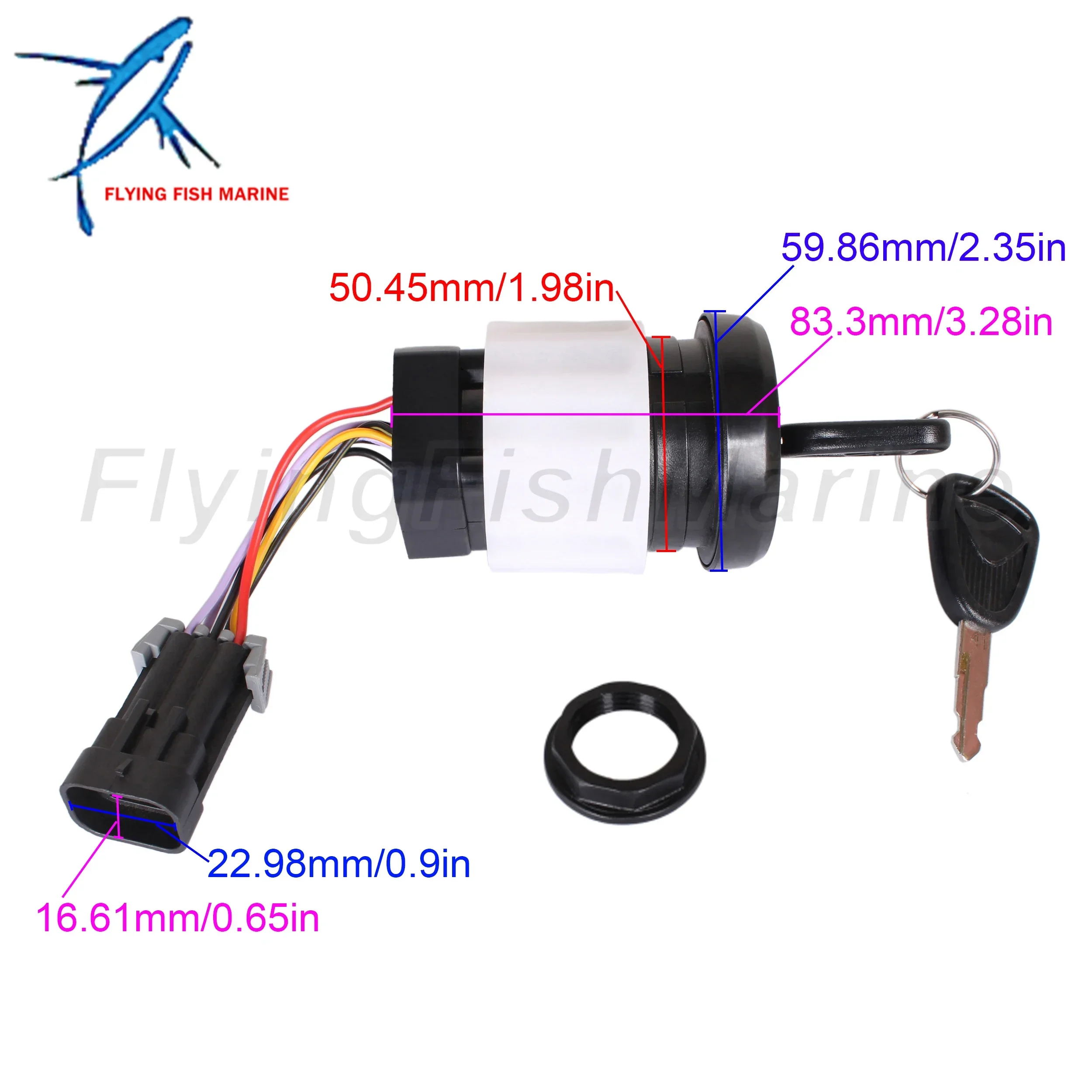 87-893353A03 Ignition Key Switch with Housing for Mercury Mercruiser Quicksilver Mariner, 4 Position Outboard Engine