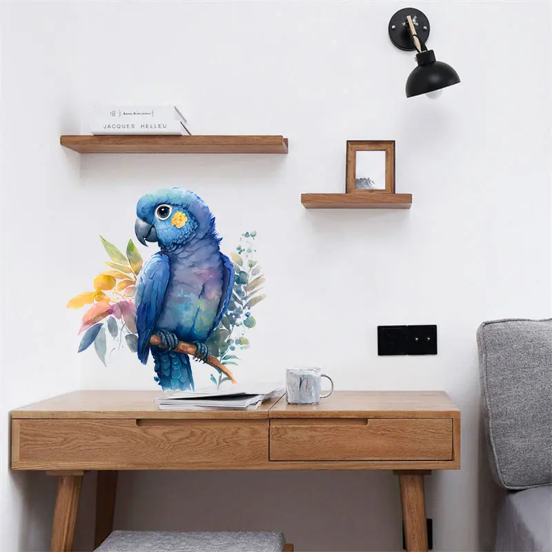 M413 Hand painted Parrot Wall Sticker For Home Decoration Sticker Toilet Living Room Cabinet Refrigerator Home Decals