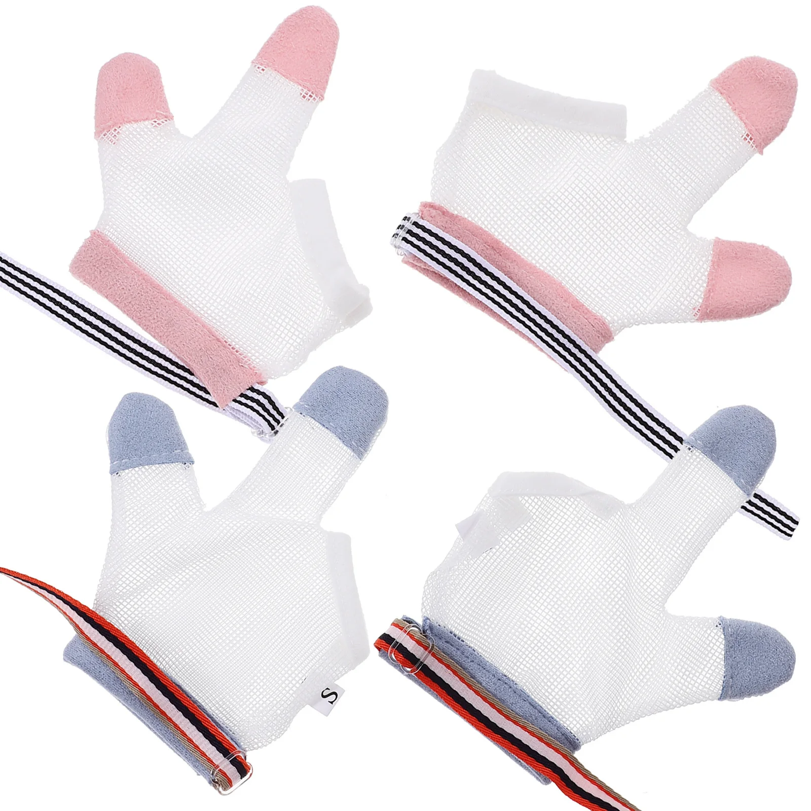 2Pairs إصبع مص وقف قفازات تنفس الإبهام مص سدادة الرضع إصبع حامي مسمار العض الحرس