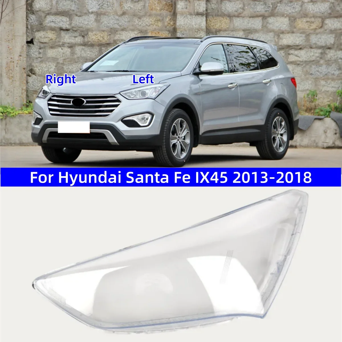 

Для Hyundai Santa Fe IX45 2013 2014 2015 2016 2017 2018 Автомобильный гаджет сменный прозрачный корпус фары для ПК, стекло передней фары X