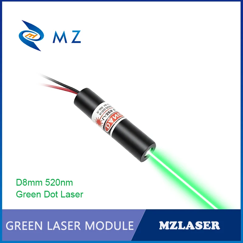 Economical Compact Green Dot Laser Diode Module 520nm D8mm 5mW 10mW 3V 5V 12V 24V Industrial Grade for Woodworking Machinery view 2