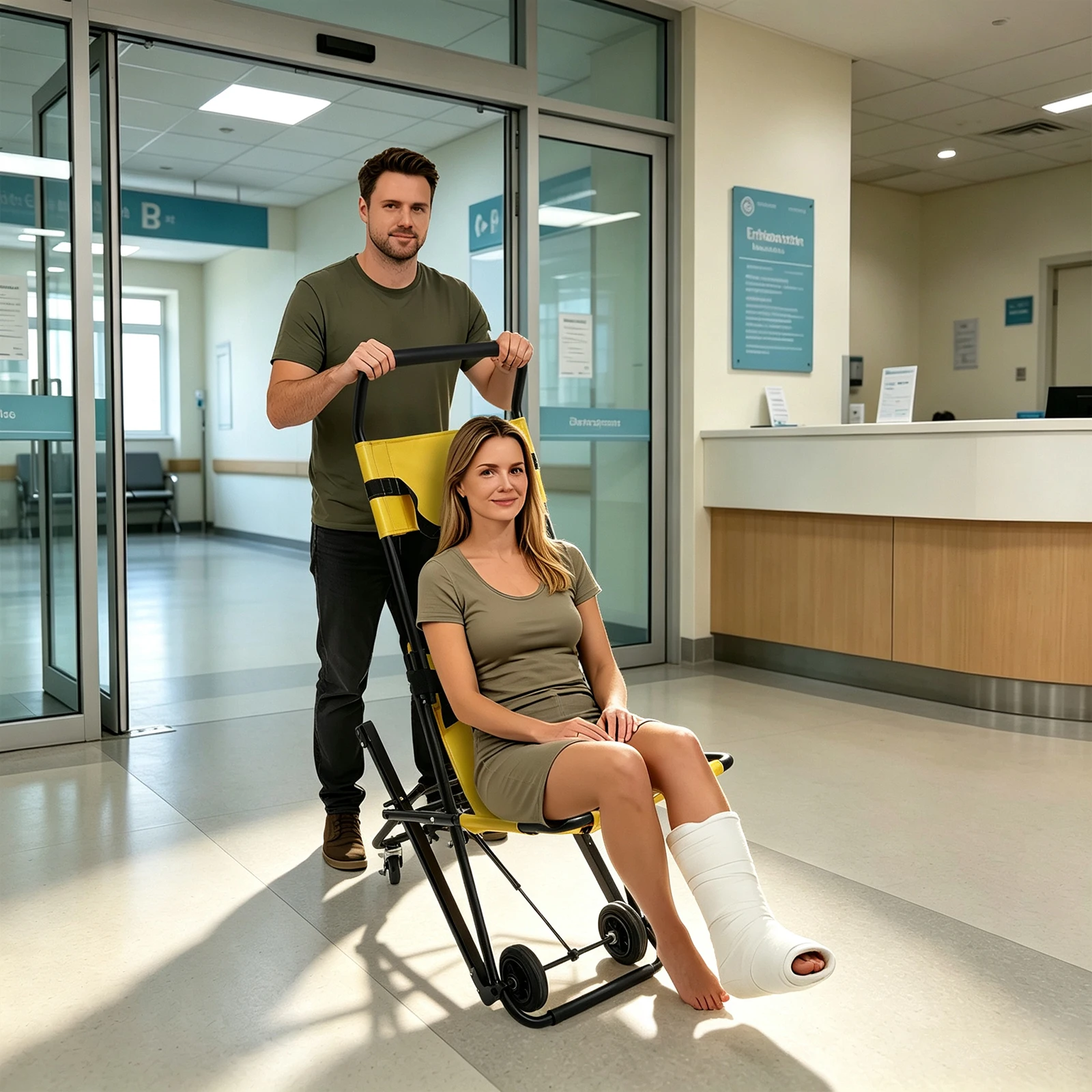 First Aid Travel Kit - Portable Folding Evacuation Chair Manual Transport