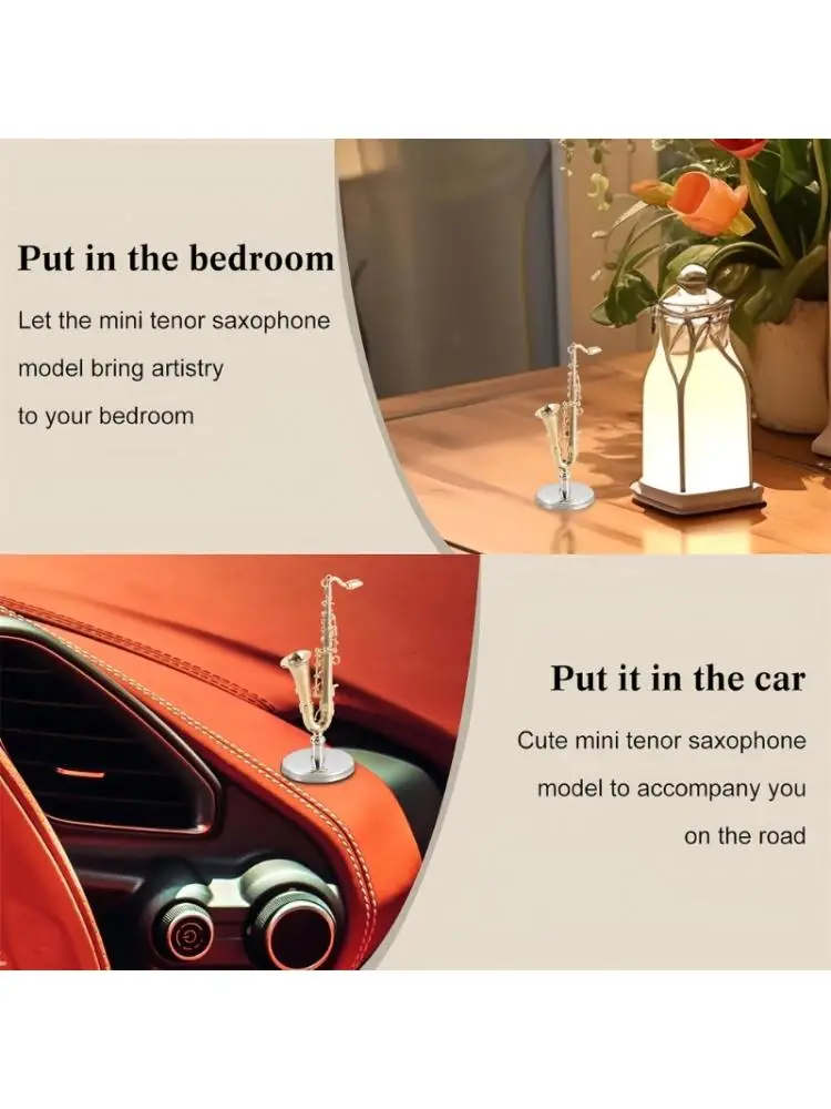 

Miniature Tenors Saxophone Model with Stand and Case Gold Plated Saxophone Model Musical Instrument Decoration Enduring