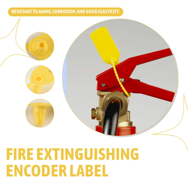 APPLIA-1000 Pcs Fire Extinguisher Tags Security Tags Seals Safety Numbered Zip Ties Labels (Yellow)