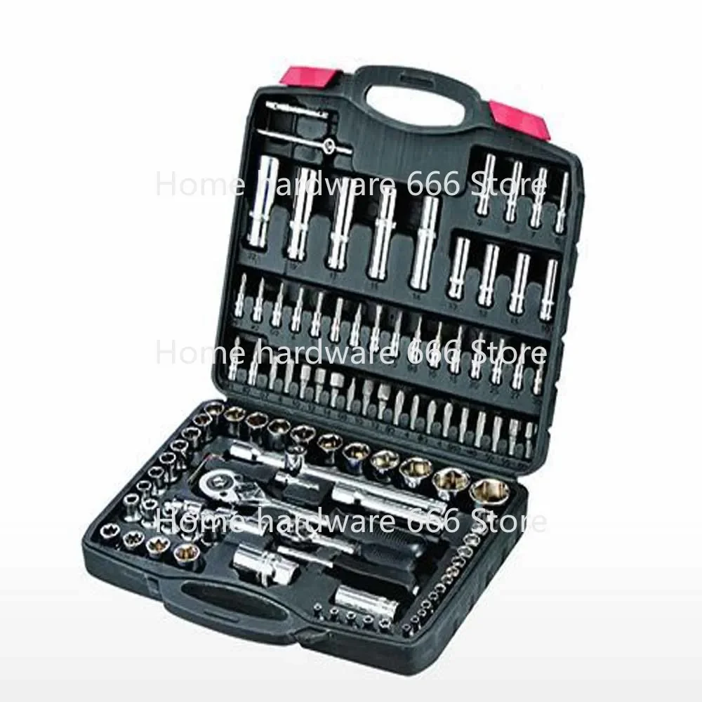 108 Piece Set Of Hardware Tools, Socket, Ratchet Wrench, Extension Rod Combination , Automobile And Motorcycle Maintenance