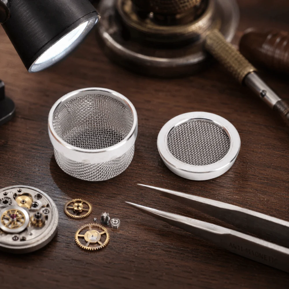 Fine Woven Watch Repair Tool Set Solid Base Two-Section Detachable Cleaner Mini Basket Set Sturdy Stainless Steel
