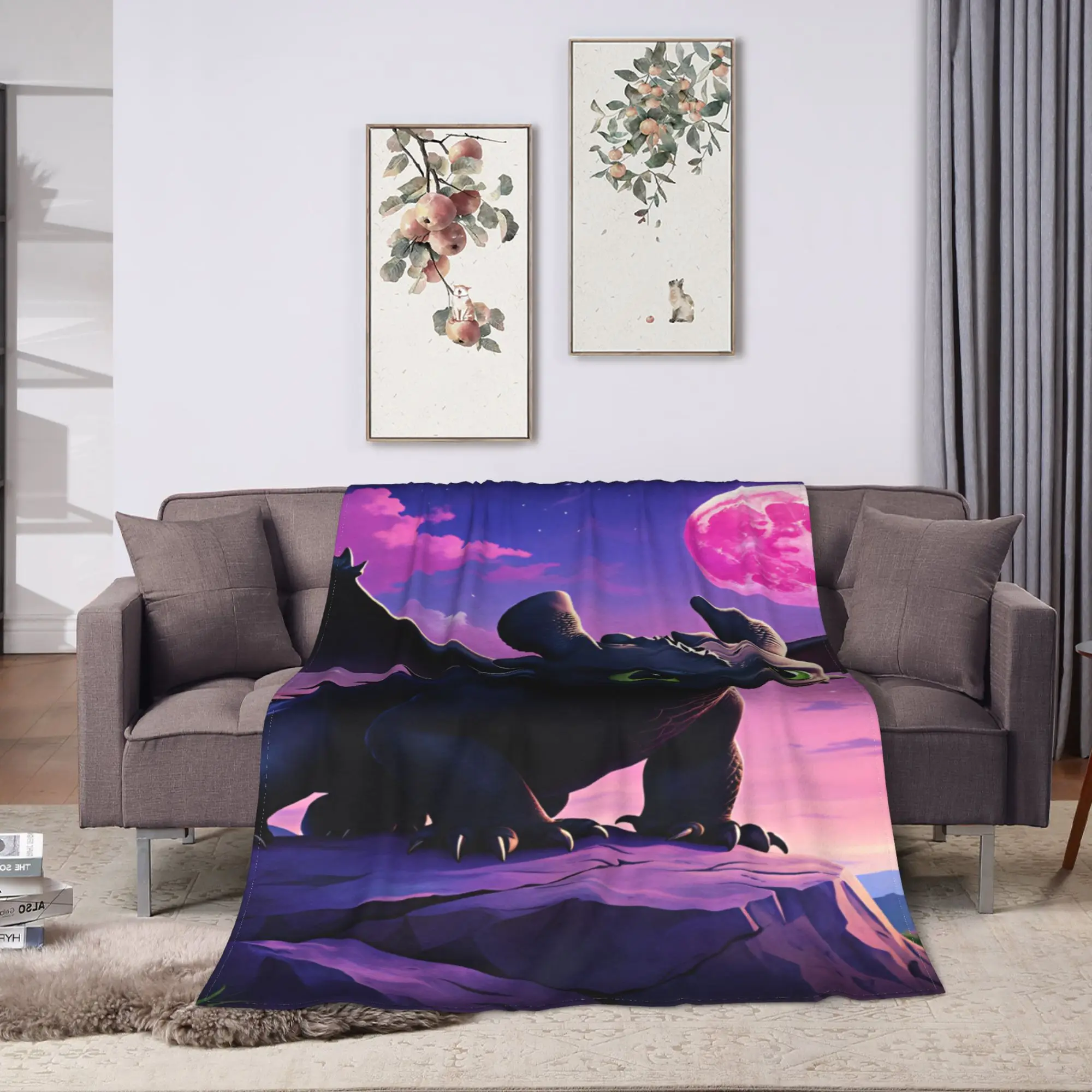 H-How To TT-rain Your Dragon Blankets Quality Soft  Throw Blanket Winter Decorative Outdoor Aesthetic Bedspread