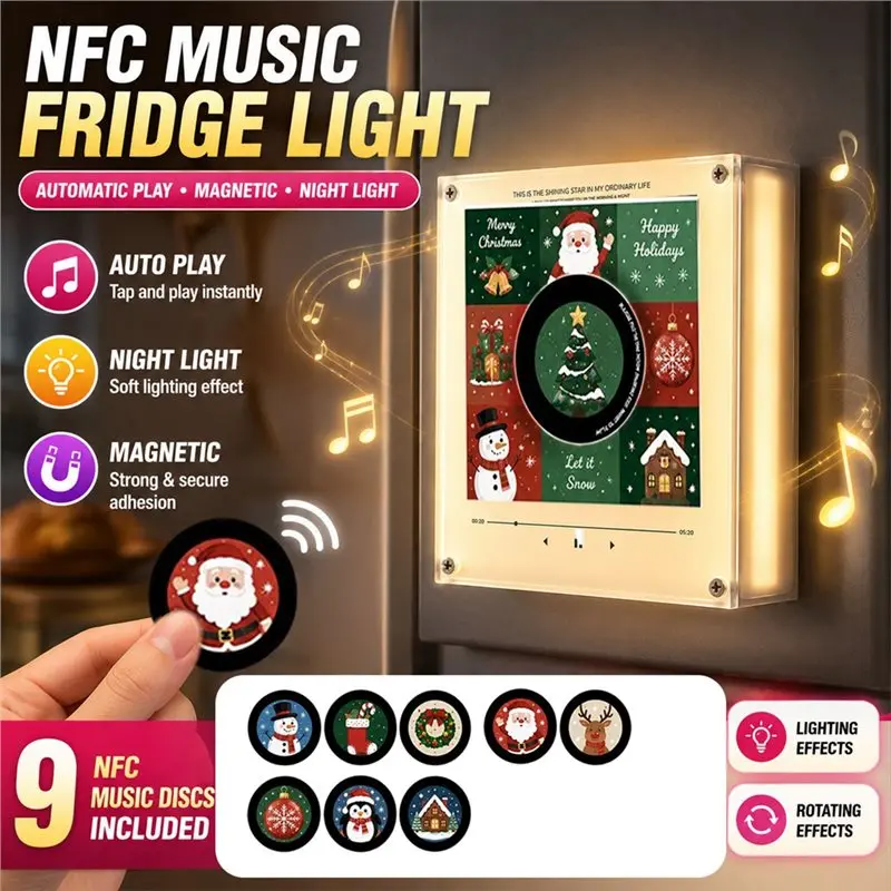 christmas-magnetic-fridge-magnet-automatic-singing-rotary-disc-night-light-induction-xmas-refrigerator-decorations