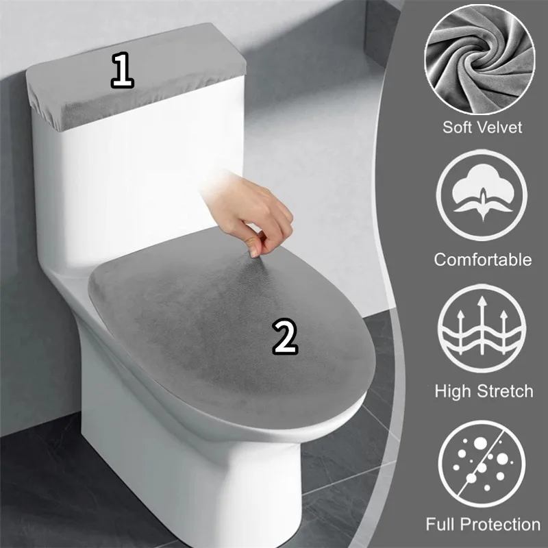 1set Weiche Samt Elastische Wc Sitz Abdeckung Anti-schmutzig Langlebig Wc Deckel Wasser Tank Staub Schutz Abdeckung Bad zubehör