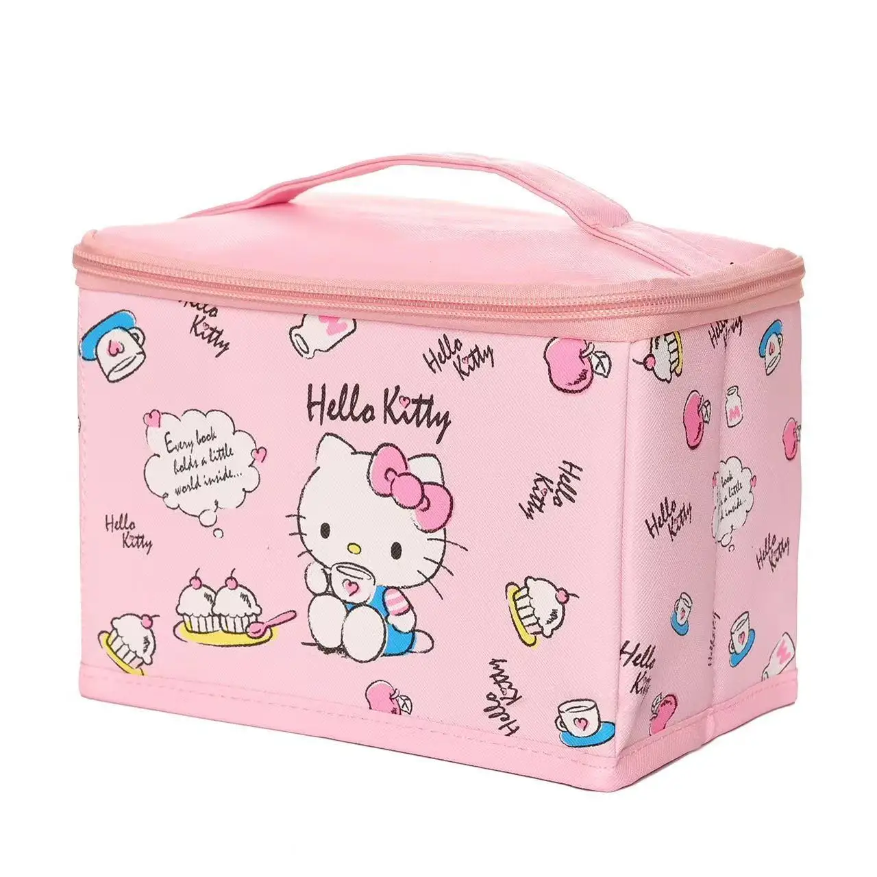 

Sanrio Kawaii Cartoon Hello Kitty Kuromi Melody Cosmetic Large Box Zipper Travel Toiletry Fashion Storage Bag Capacity Handbag