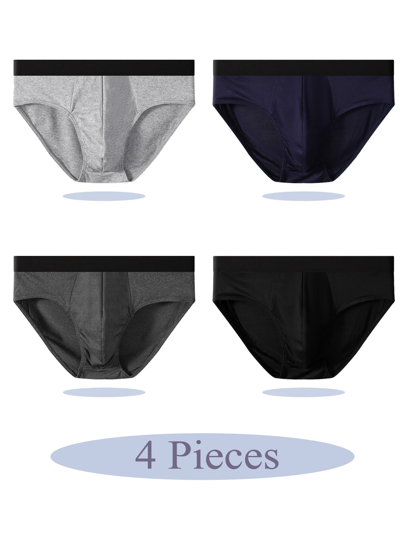 Basic Color Men's Triangle Pants Are Comfortable and Breathable. 4-Color Combination Daily Casual Underwear