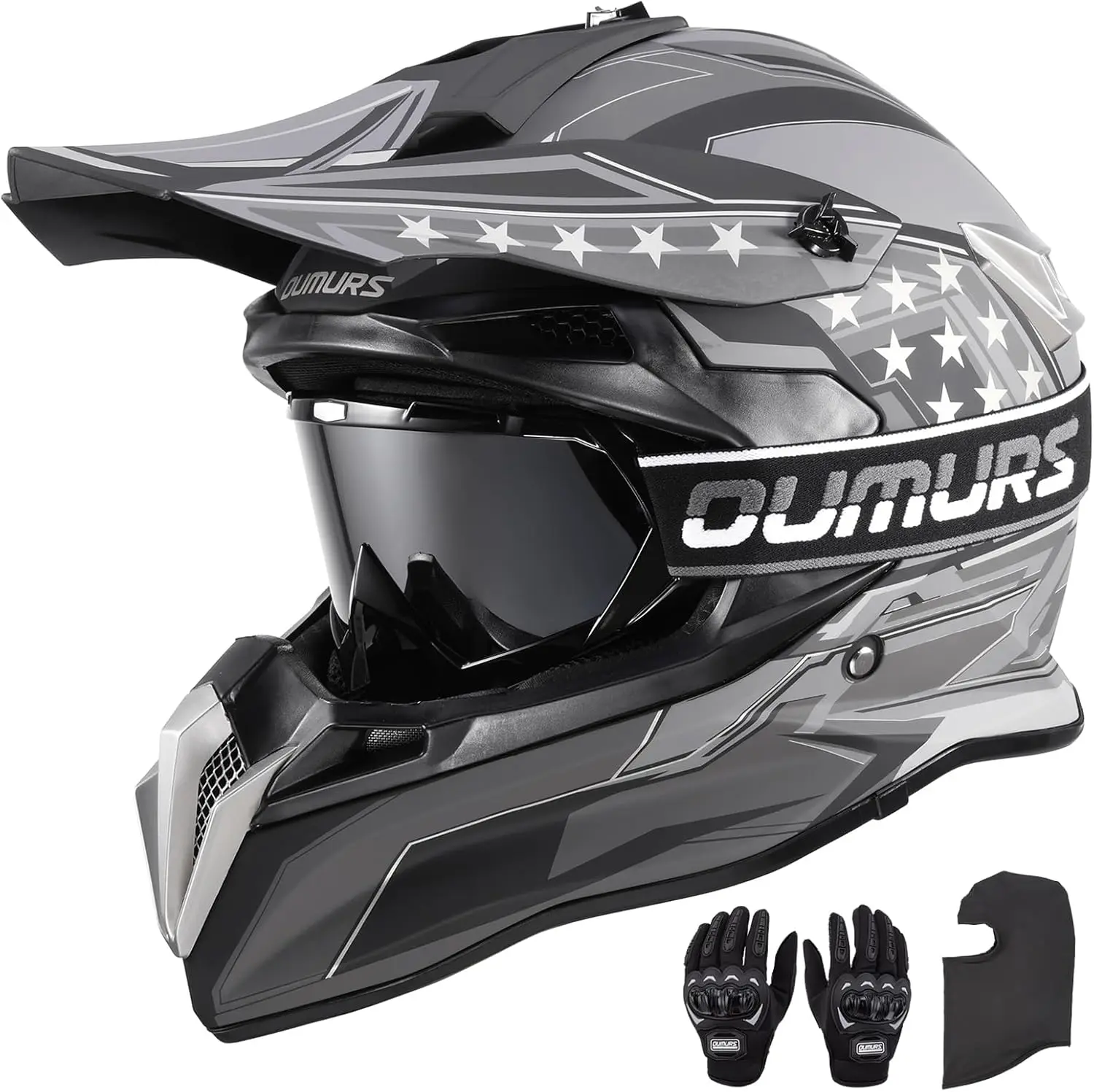 

DOT Adult Dirt Bike Helmet with Goggles Gloves & Mask Adjustable Sun Visor Motorcycle Adult ATV Helmet Off-Road Motocross Downhi