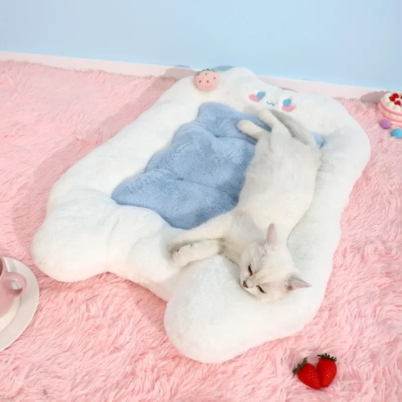 Cute Fluffy Dog Bed Mat materassi morbidi per animali domestici divano Plus cuscino per cuccioli spesso in velluto per cani di piccola taglia gatti