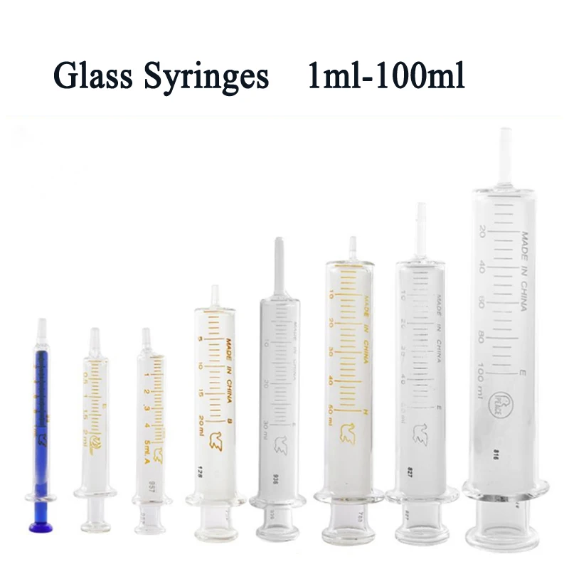 

Glass Syringe 1ml-100ml Glass Injector Sampler Syringe Lab Glassware Injector Sampler Dispensing with Ink Chemical Medicine