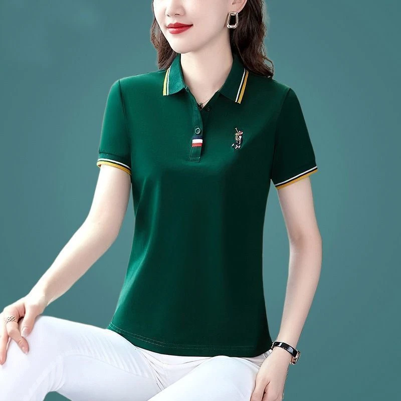 

Short Sleeve T-shirt for Women 2025 New Summer Short Sleeve Sports Shirt Clothing Women Tops Casual Ladies Loose Polo Shirts