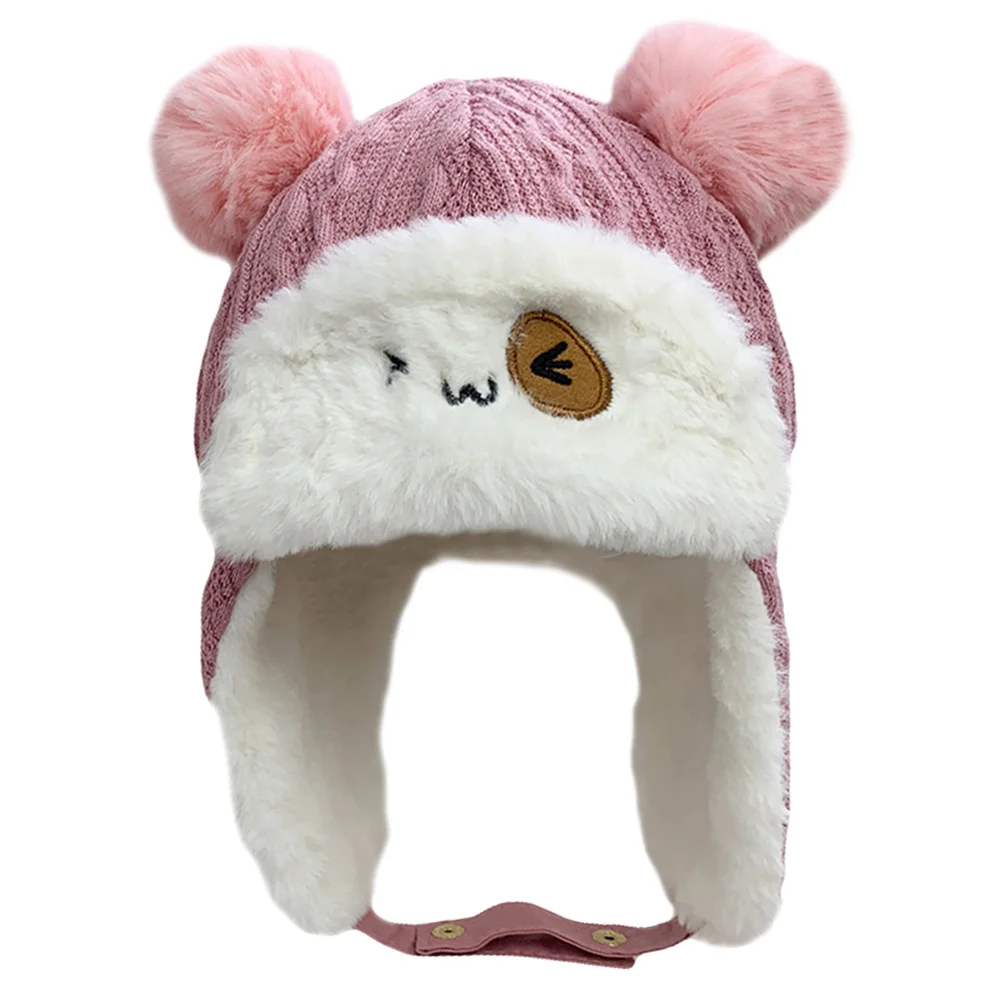 

Winter Kids Thickened Cotton Earflap Beanie Hats Soft Warm Comfortable Headwear for Boys Girls Suitable for Outdoor Activities