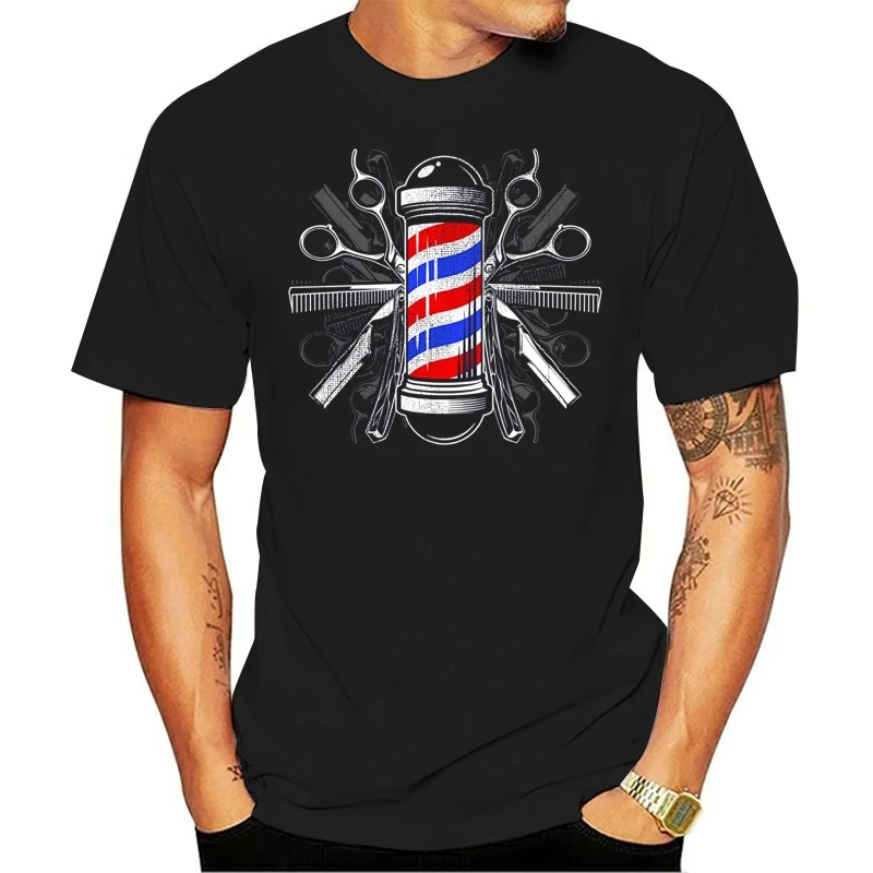 New Summer Cool Tee Shirt Barbers Pole Scissor Hair Clippers Comb T Shirt - Barber Tee Cotton T-shirt