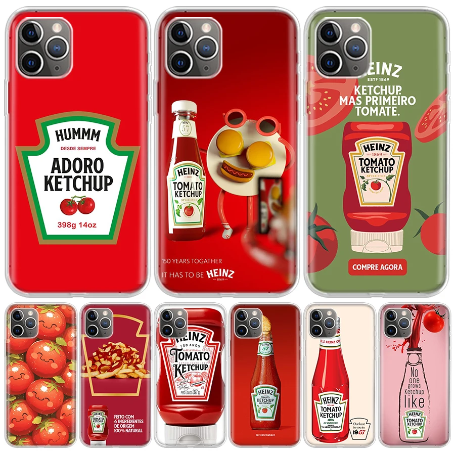 Cordero Heinz tomate Ketchup para iPhone 17 Air 16 15 14 Plus 13 Mini 12 11 Pro Max funda de teléfono 16E 7 estampado 8 SE Fundas cubierta suave Co